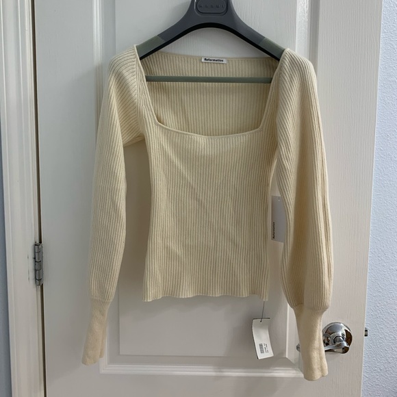 NWT Reformation Isabel ribbed cashmere and wool-blend sweater Size xs - Picture 3 of 4